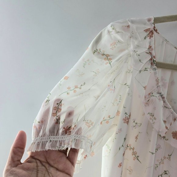 Aritzia Wilfred White Floral Reverie Mini Dress in Birch Women's Size XS NEW - Picture 3 of 11